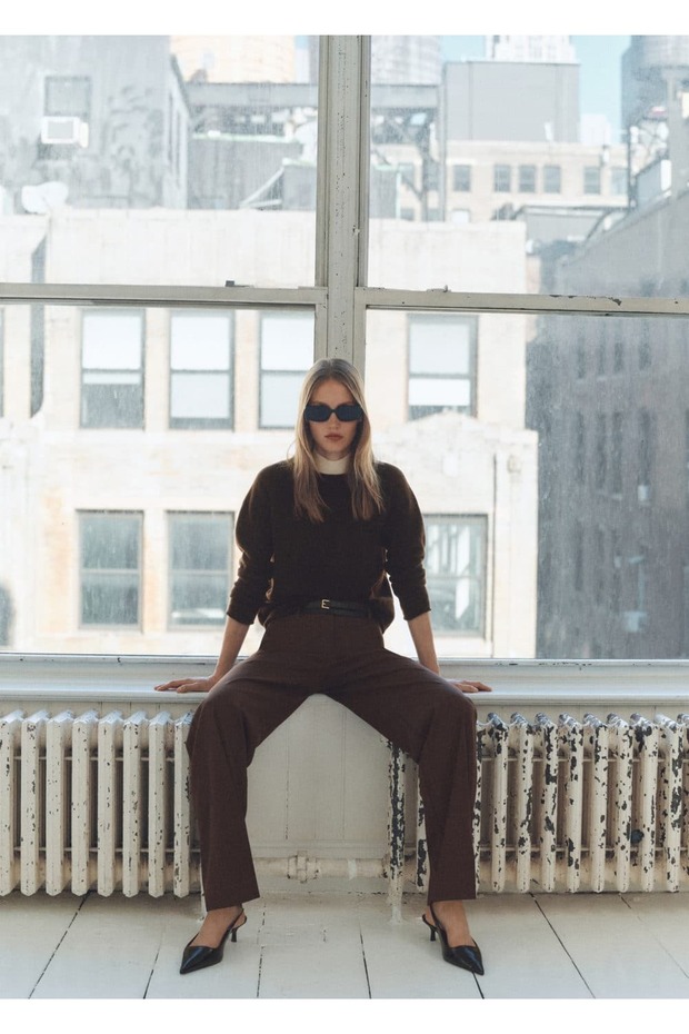 Pamuklu keten yuvarlak yakalı triko kazak - 2