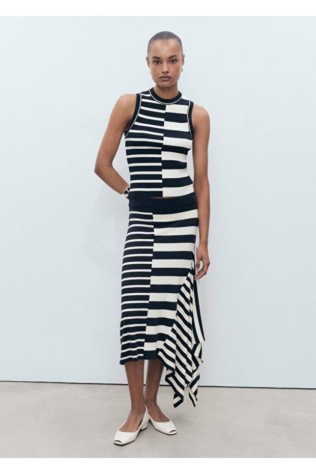 Çizgili triko bluz - 2