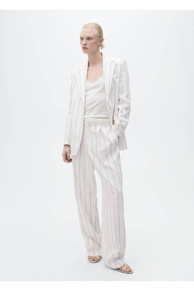 Çizgili kumaş pantolon - 2