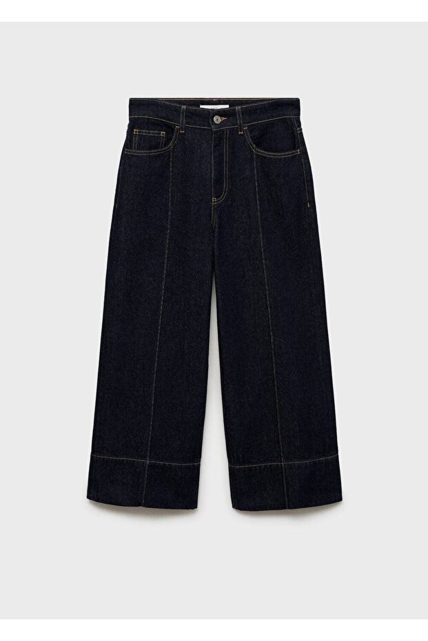 Wideleg Crop Dikişli Jean - 3