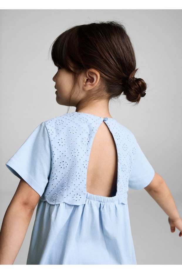 İşlemeli pamuklu elbise - 4