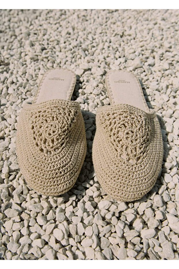 Knitted Patterned Cotton Slippers - 6