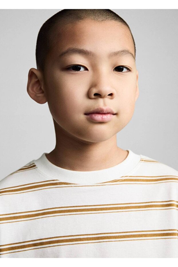 Çizgili oversize tişört - 6