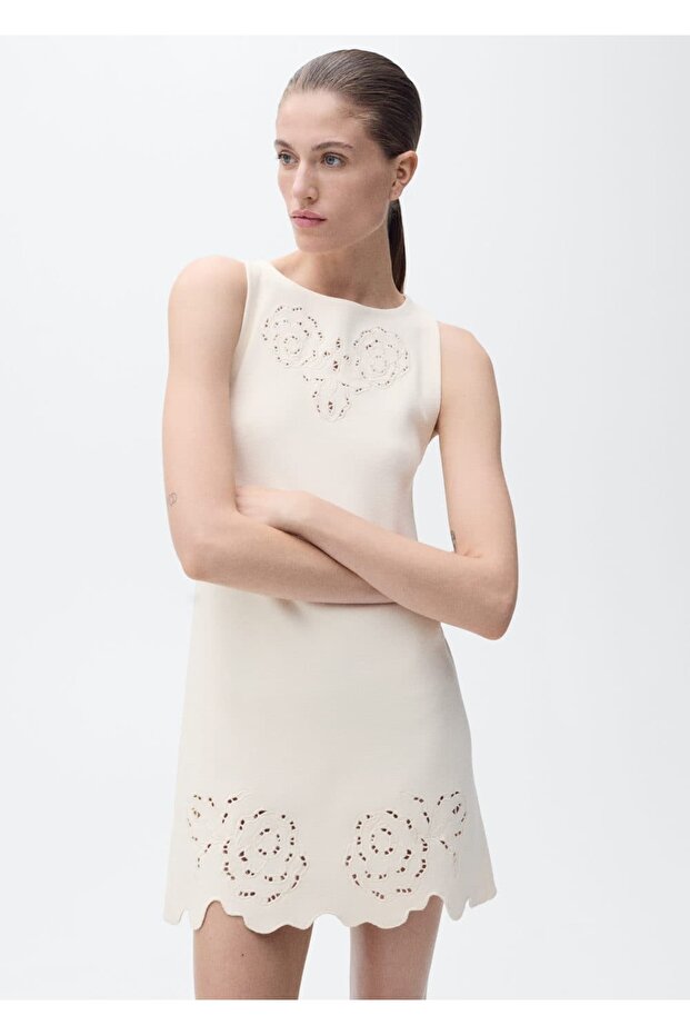 Ajur detaylı örgü elbise - 1