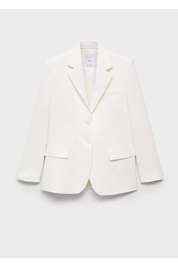 Düz kesim düğmeli blazer ceket - 3