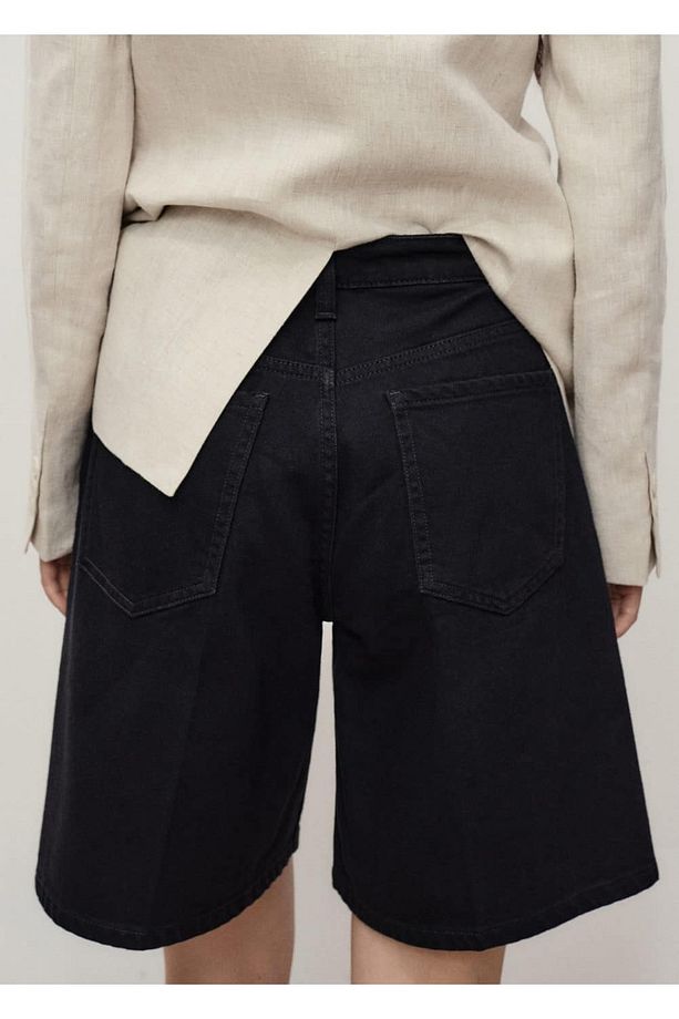Yüksek Belli Bermuda Denim Şort - 4