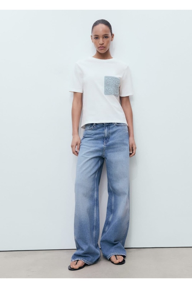 Kısa kollu kroşe cepli tişört - 2