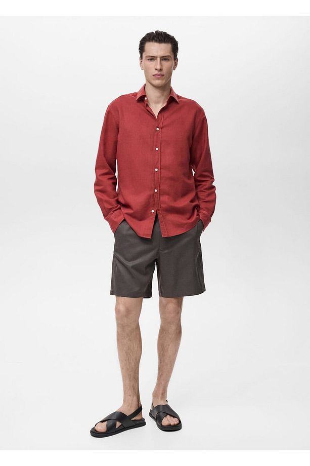 Slim fit akışkan bermuda şort - 2