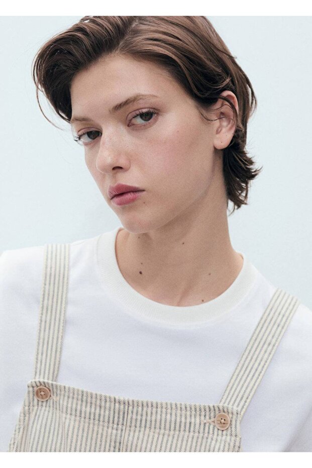 Çizgili denim tulum - 6