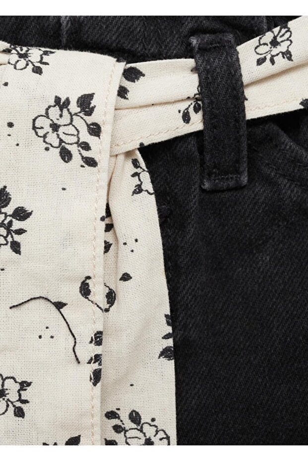 Kemerli denim şort - 7