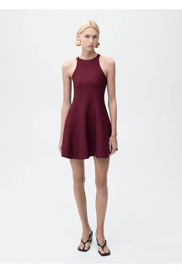 Kısa kloş triko elbise - 2