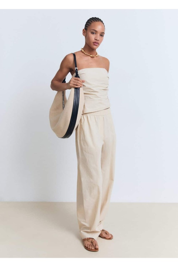 Asimetrik straplez bluz - 2