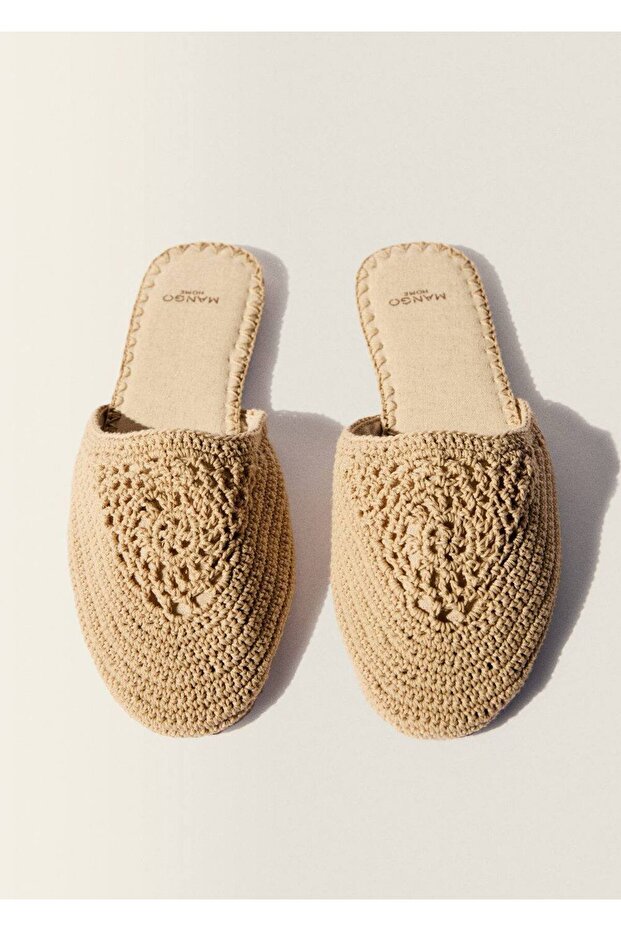 Knitted Patterned Cotton Slippers - 3