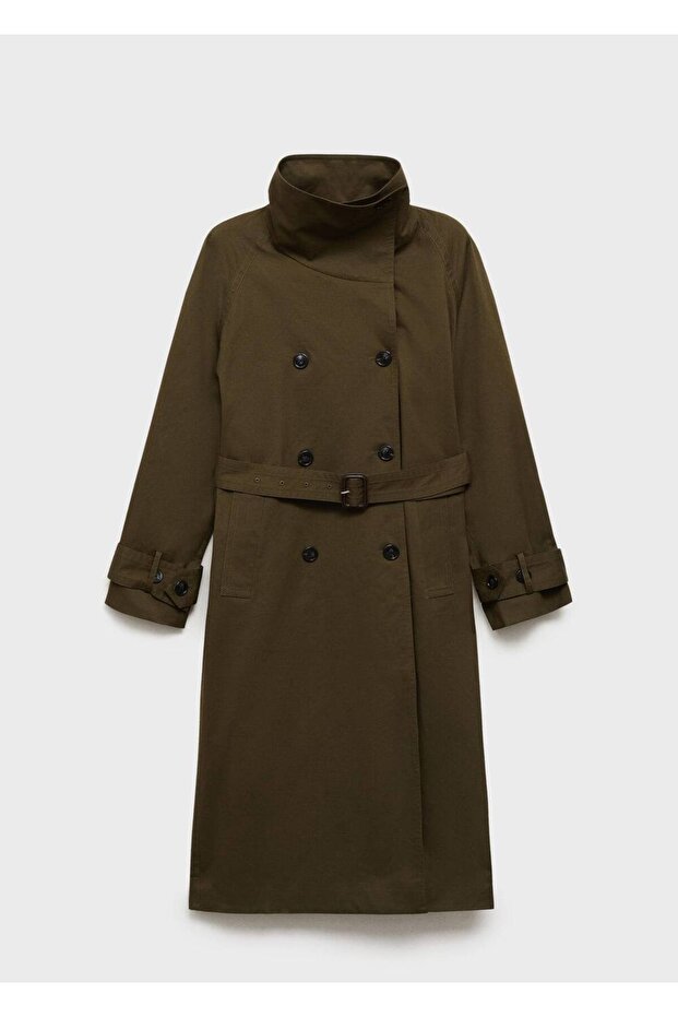 Çift düğmeli uzun trençkot - 3