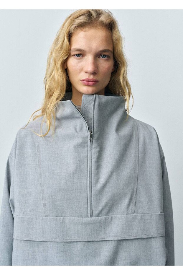 Oversize fermuarlı parka - 7