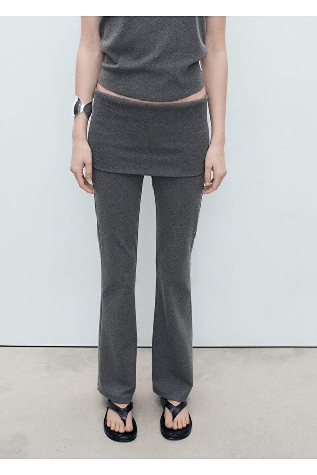 Beli kıvrık flared pantolon - 1