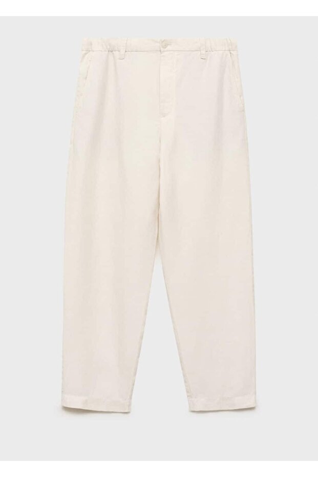 Keten Karışımı Elastik Belli Pantolon - 3