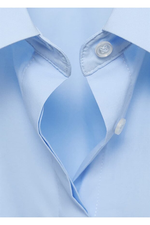 Dar kesim pamuklu gömlek - 5