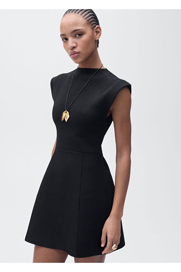 Kısa kloş triko elbise - 1