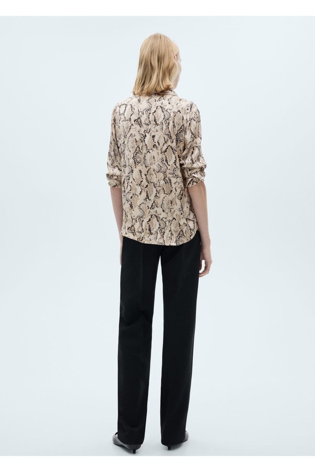 Desenli saten gömlek - 4