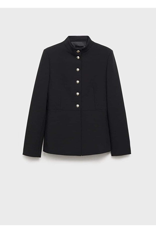 Mücevher düğmeli şerit yakalı ceket - 3