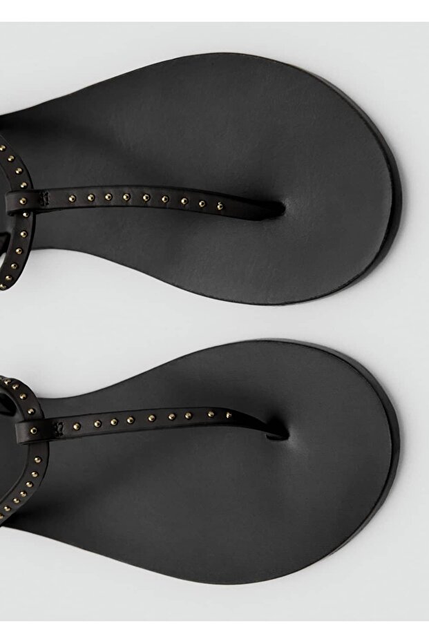 Mini zımbalı deri sandalet - 4