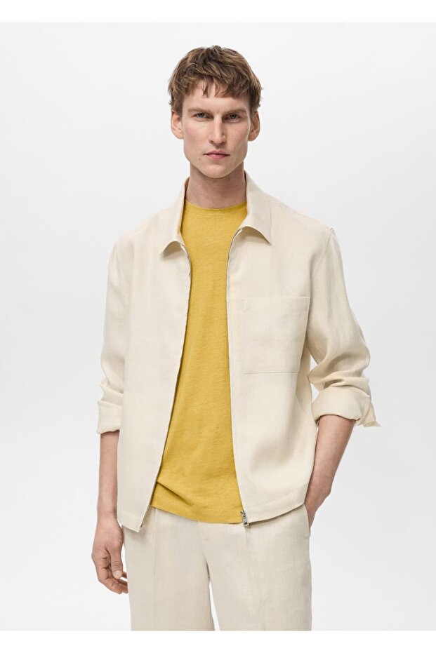 100% Linen Zipper Jacket - 1