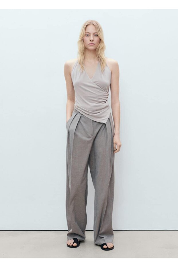 Halter yaka kruvaze bluz - 2