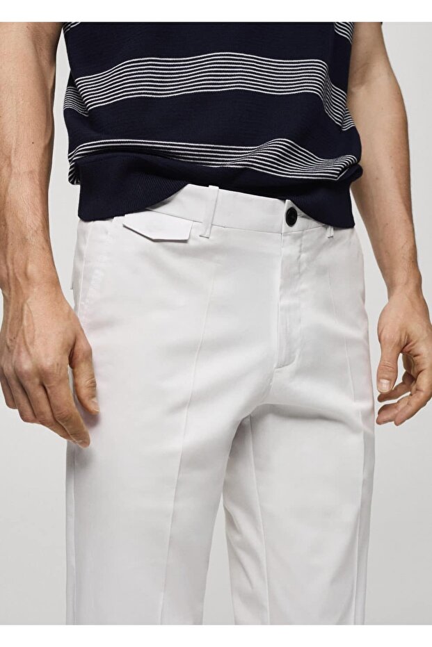 Regular kesim kalıplı pamuklu pantolon - 5