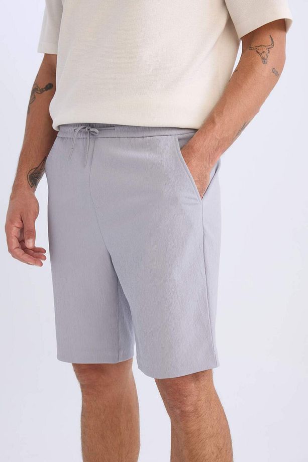 Regular Fit Beli Bağcıklı Dokulu Bermuda Şort D9451AX25SP - 6