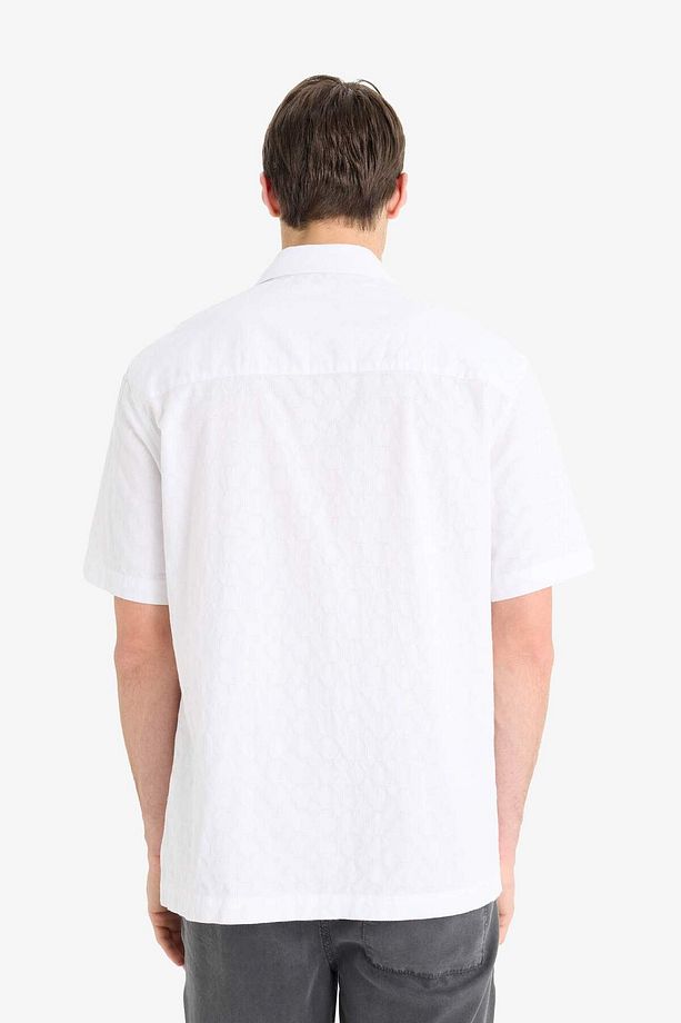 %100 Pamuk Regular Fit Jakarlı Kısa Kollu Gömlek E0476AX25SM - 6