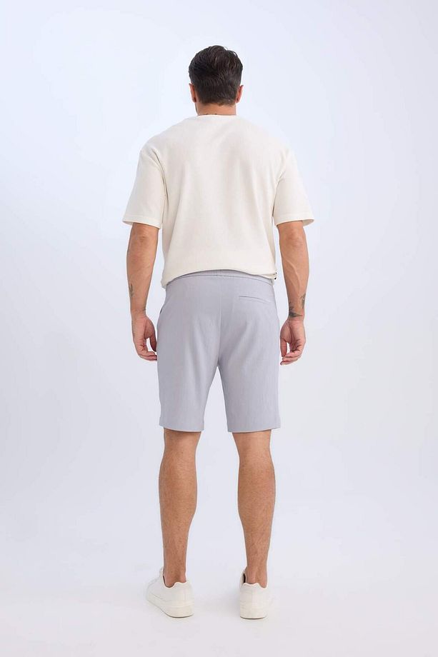 Regular Fit Beli Bağcıklı Dokulu Bermuda Şort D9451AX25SP - 7
