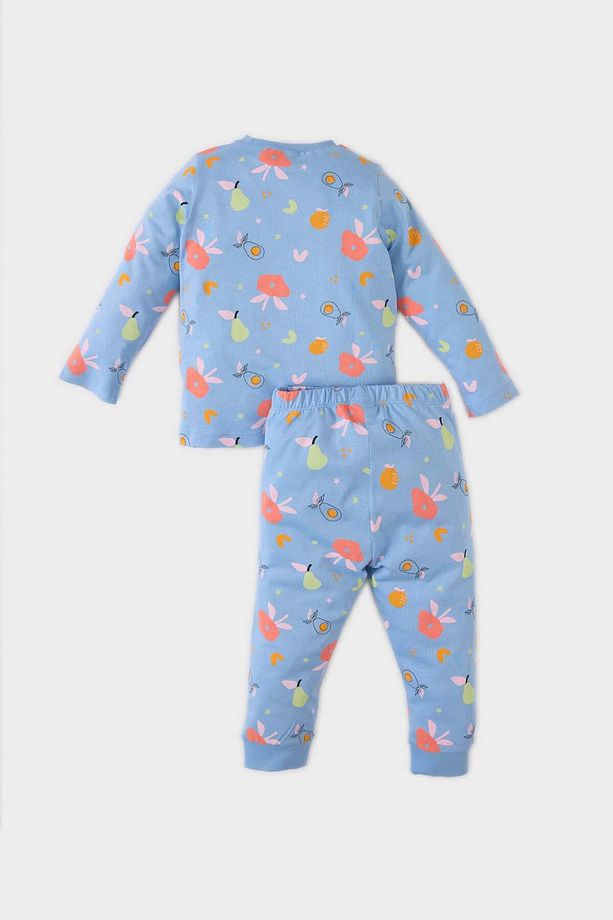 Kız Bebek Pijama Takımı Çiçekli Uzun Kollu Penye Üst Beli Lastikli Uzun Alt E1537A525SP - 4