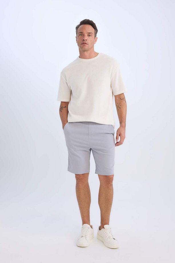 Regular Fit Beli Bağcıklı Dokulu Bermuda Şort D9451AX25SP - 3