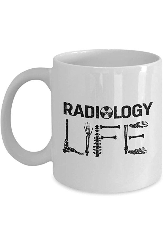 كوب قهوة Radiology Life بتصميم أشعة سينية مضحك من Rad Tech، سيراميك، أبيض