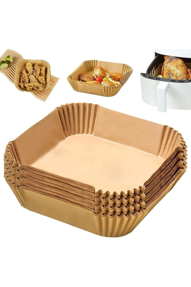 YU WELL Air Fryer Disposable Parchment Liners, Square 20cm - 50pcs