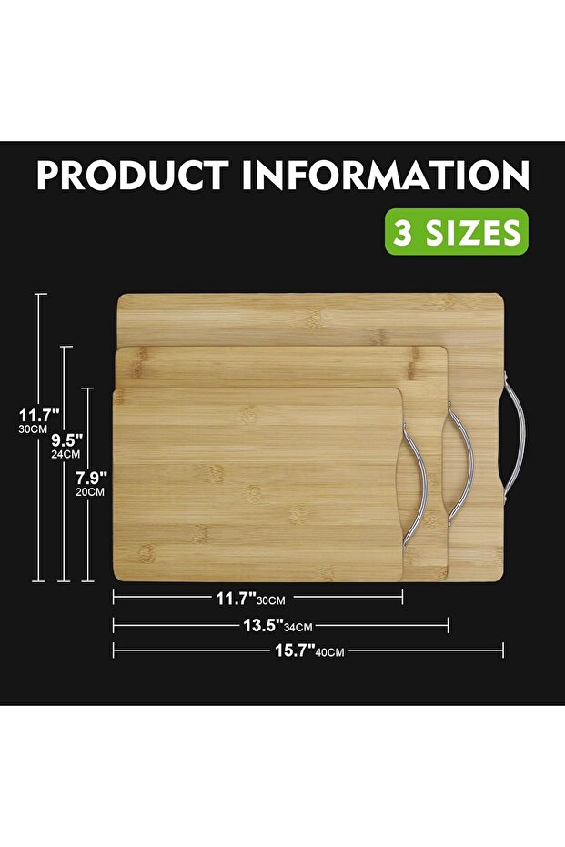 طقم ألواح تقطيع من الخيزران مكون من 3 قطع - 4
