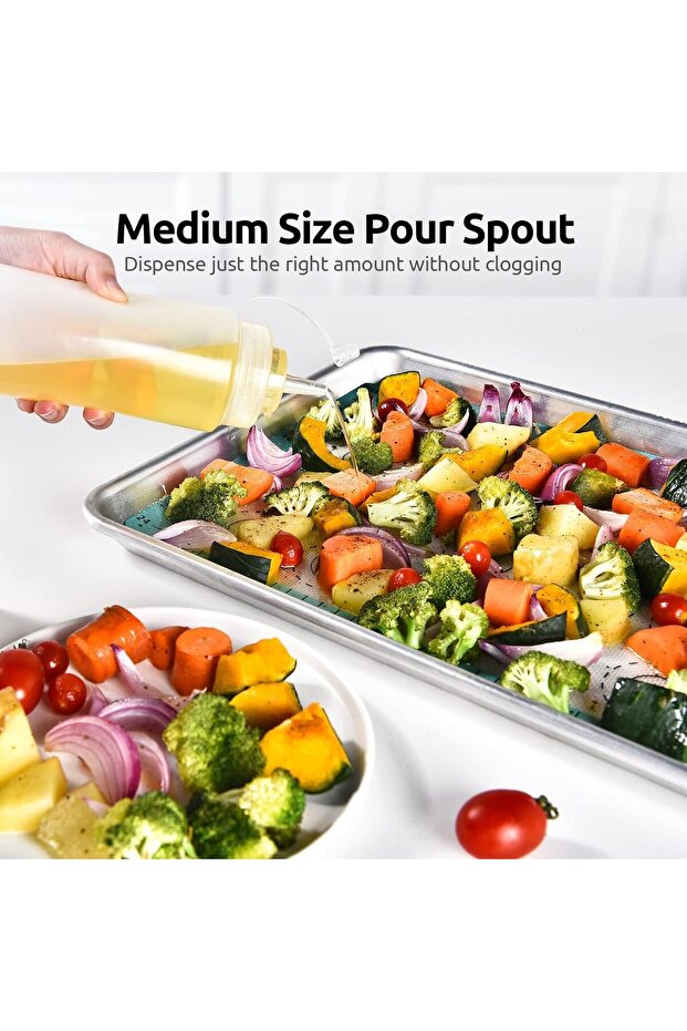 Set of 6 800ml Squeeze Bottles with Screw Caps and Measurement Marks - Leak-proof Reusable Dispenser - 7