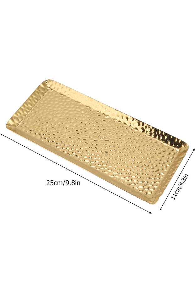 صينية تقديم مستطيلة حديثة مزخرفة، صينية زينة مطروقة - 6