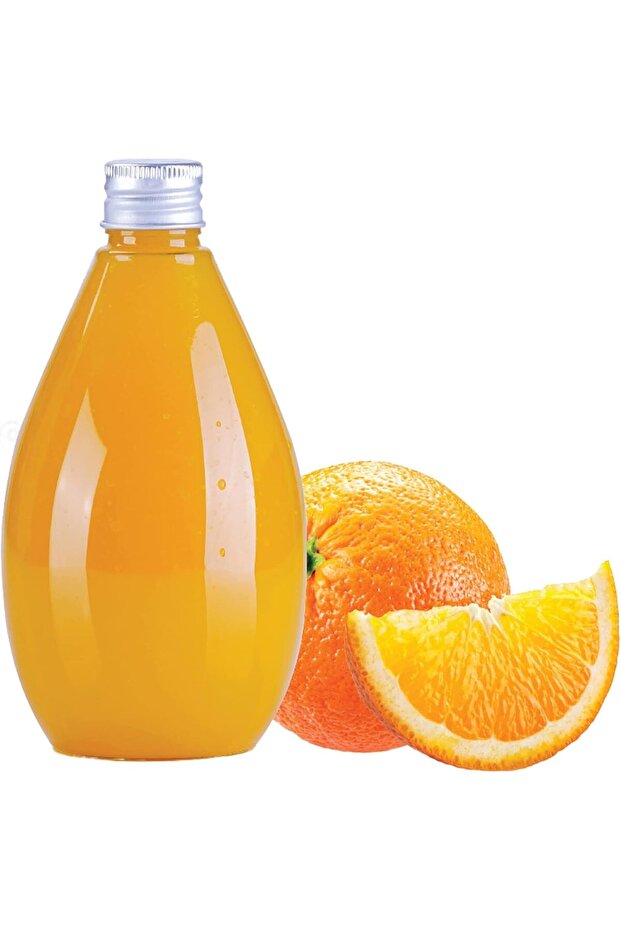 Drop Shaped Plastic Bottle with Orange Cap 400ml, 10 Pieces