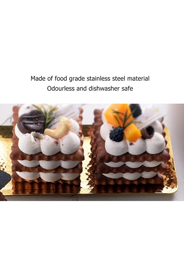 صينية تقديم مستطيلة حديثة مزخرفة، صينية زينة مطروقة - 2