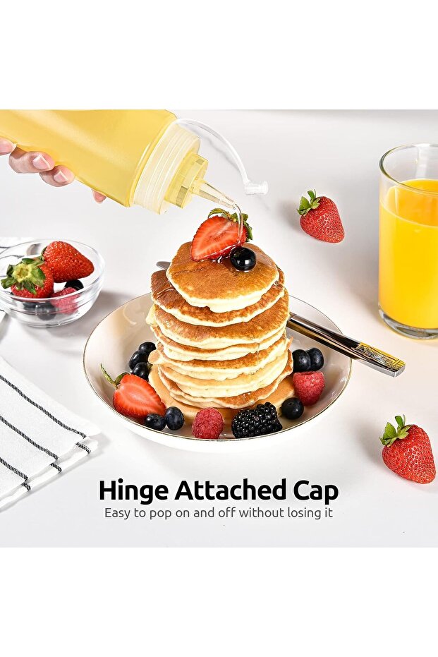 Set of 6 800ml Squeeze Bottles with Screw Caps and Measurement Marks - Leak-proof Reusable Dispenser - 4