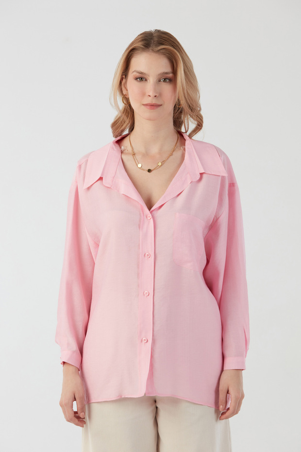 Basic Cepli Salaş Şifon Gömlek - 6