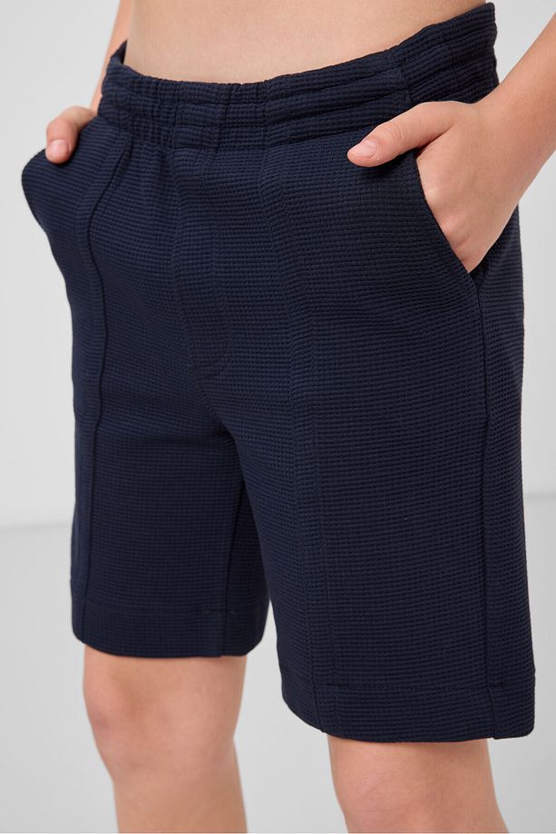 Lacivert Pamuklu Yumuşak Dokulu Standart Fit Basic Erkek Çocuk Şort - 11289 - 5