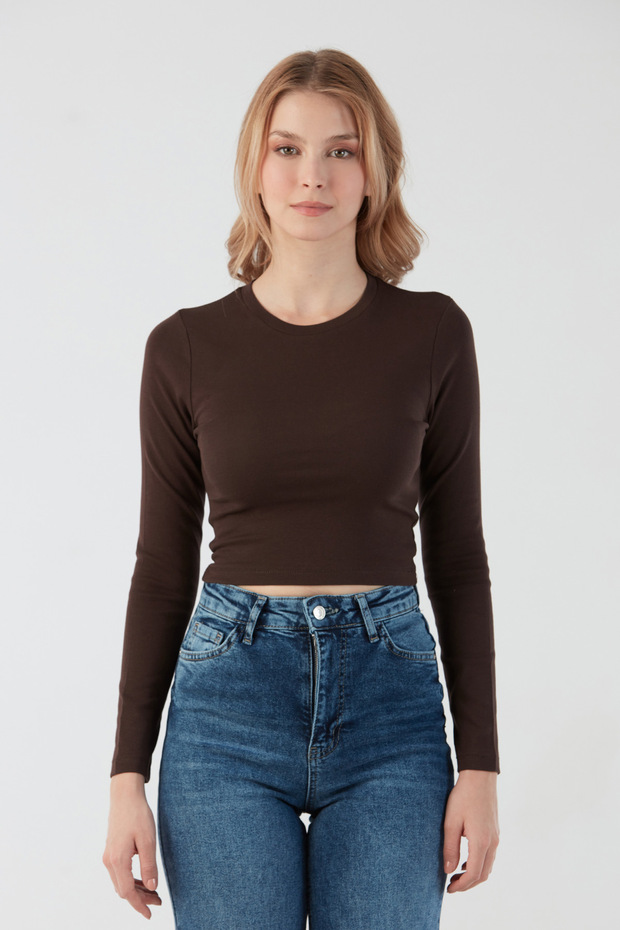 Body Crop Basic Crew cu mânecă lungă - 6