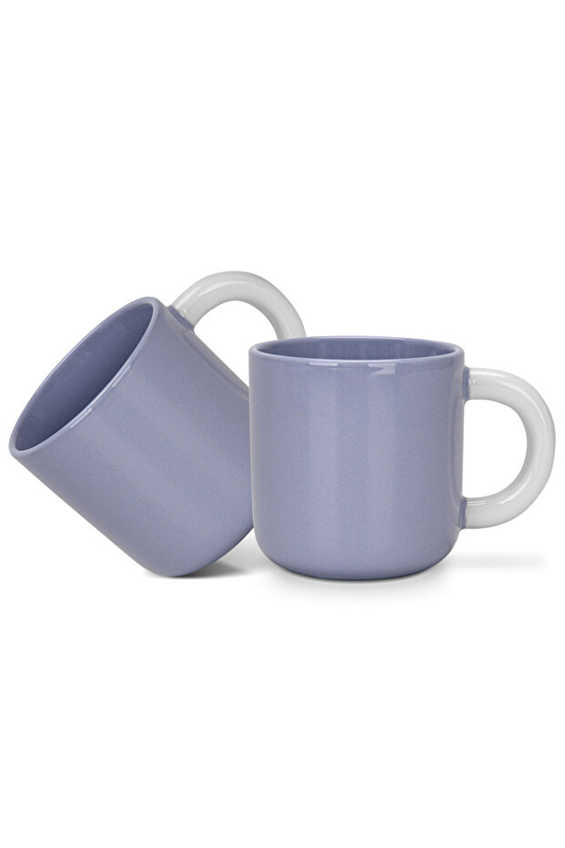 2-Piece Mugs 360ml Purple New Bone China