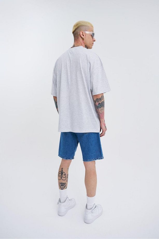 Erkek Basic Super Pamuklu Oversize Karmelanj Tişört - 6