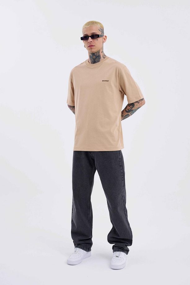 Erkek Basic Relaxed Ince Pamuklu Bej Tişört - 5
