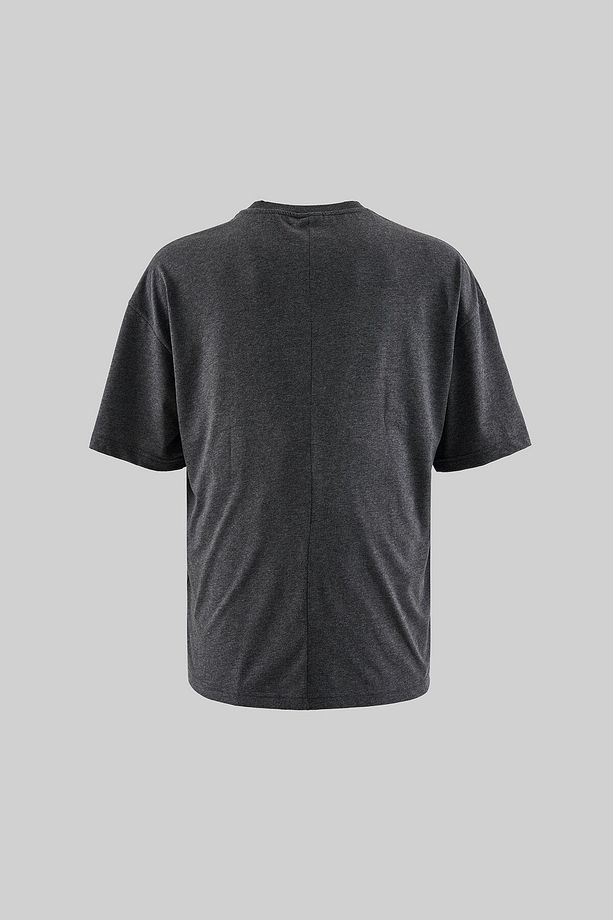 Erkek Basic Super Pamuklu Oversize Koyu Antrasit Tişört - 2