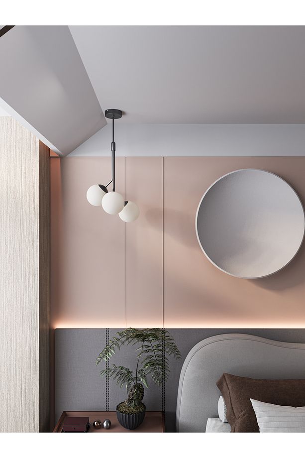 Luno 3 – Modern Üçlü Cam Küre Sarkıt Avize | 60 cm | Minimal Tavan Aydınlatması - 2